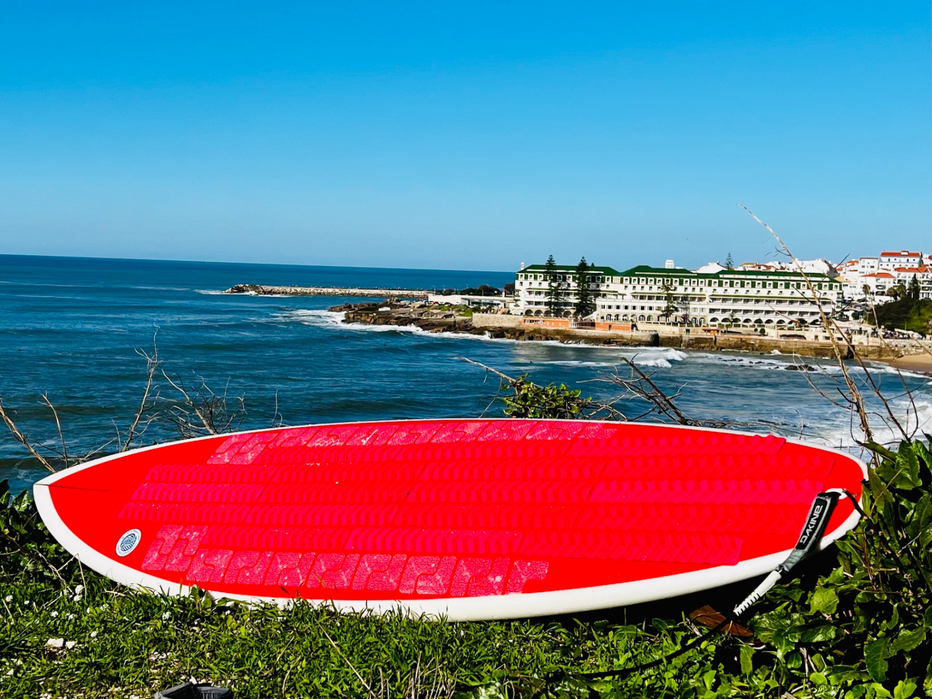 Surfboard with Grip & Traction pad on the Ericeira coast
